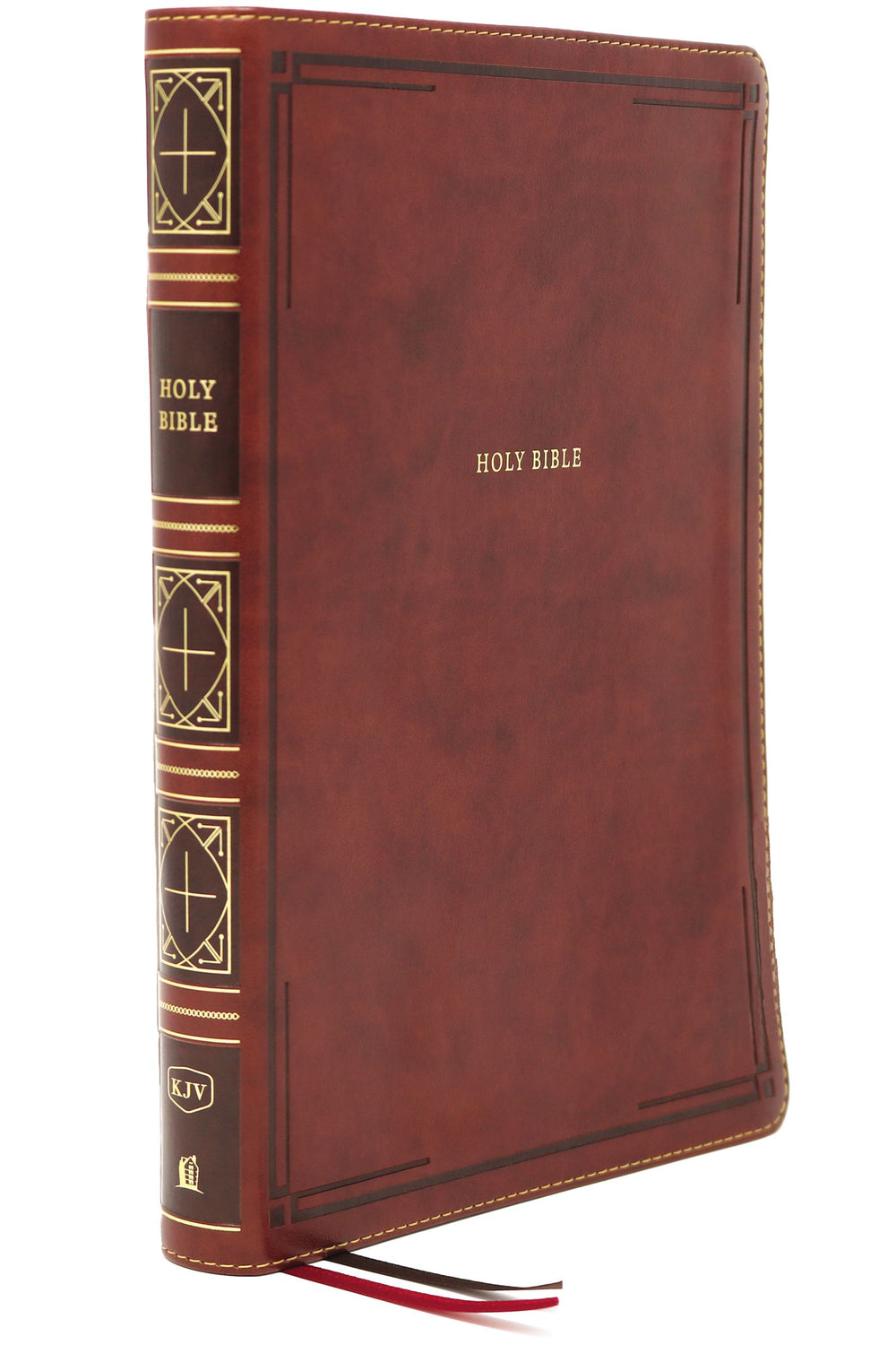 KJV Thinline Bible, Brown, Giant Print, Red Letter, Indexed - Re-vived