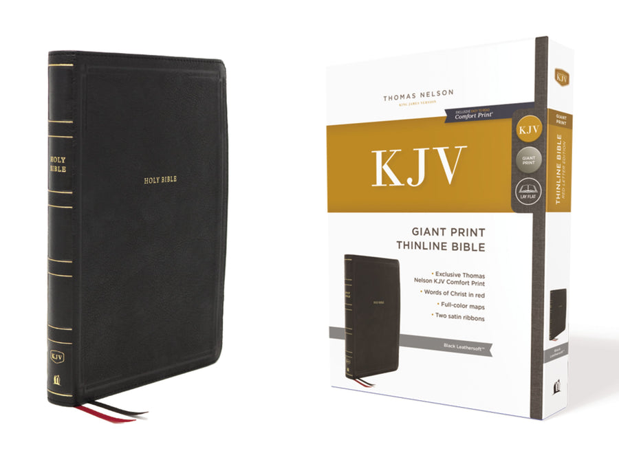 KJV Thinline Bible, Black, Giant Print, Red Letter Edition - Re-vived