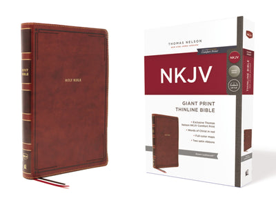 NKJV Thinline Bible, Brown, Giant Print, Red Letter Edition