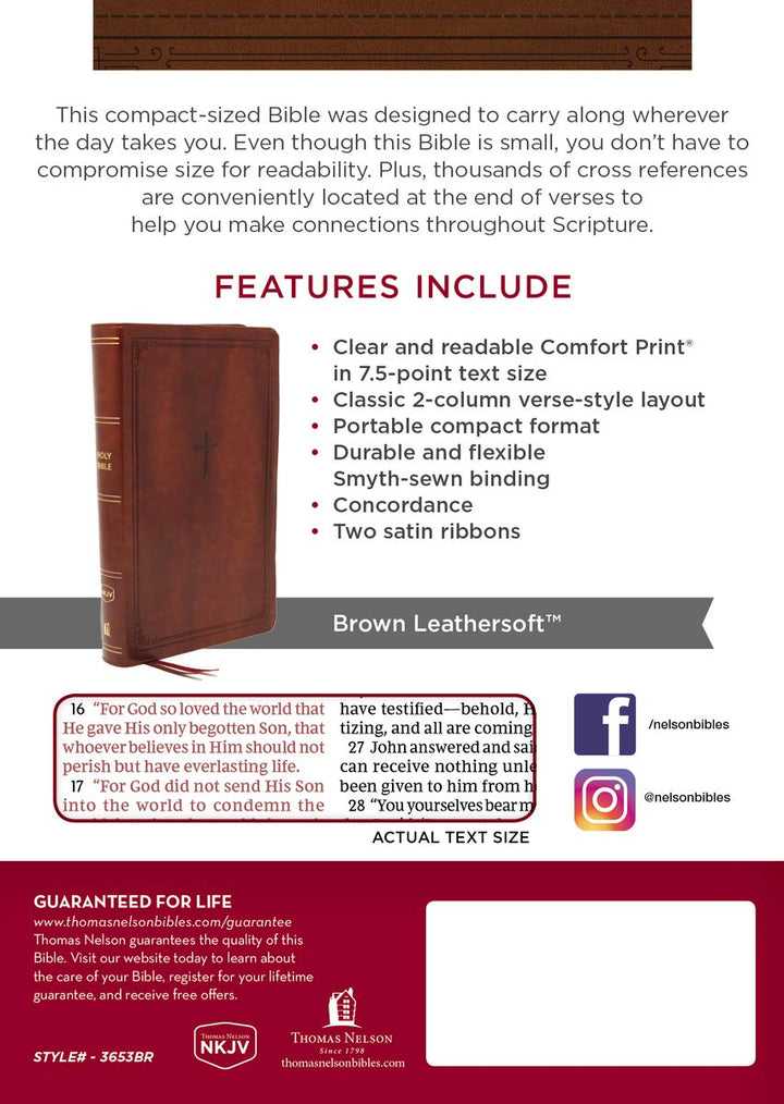 NKJV End-of-Verse Compact Reference Bible, Brown - Re-vived