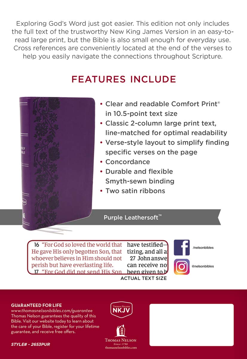 NKJV End-of-Verse Reference Bible, Personal Size, Purple - Re-vived