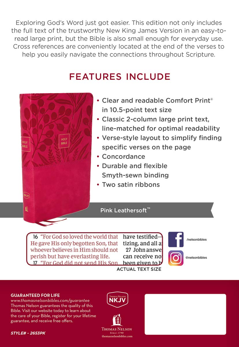 NKJV End-of-Verse Reference Bible, Personal Size, Pink - Re-vived