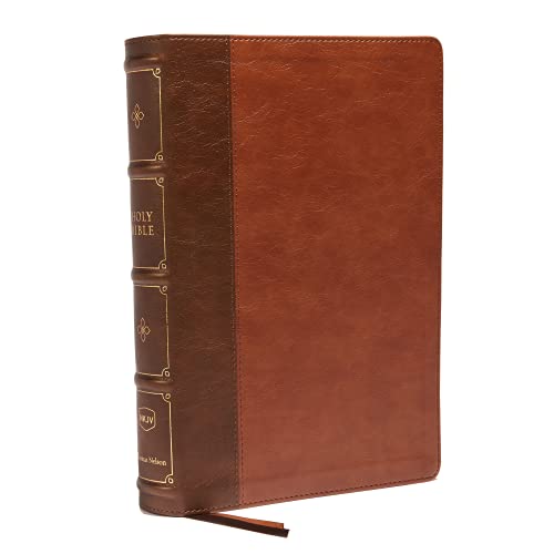 NKJV Large Print Verse-by-Verse Reference Bible, Brown, Imitation Leather - Re-vived