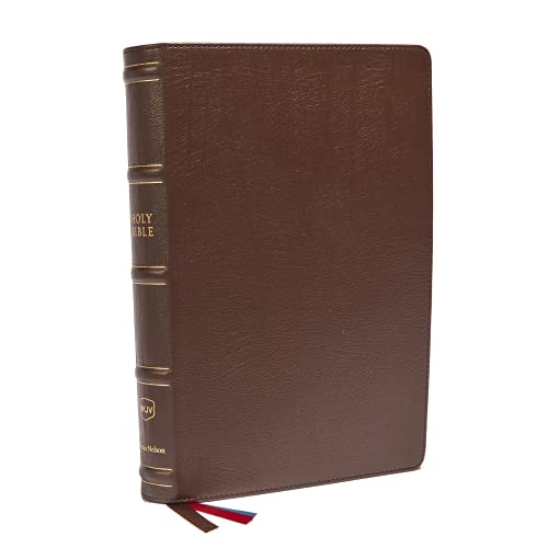 NKJV Large Print Verse-by-Verse Reference Bible, Brown, Genuine Leather - Re-vived