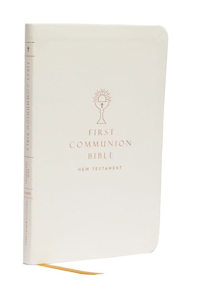 NABRE Catholic Bible, First Communion Bible, White, Imitation Leather