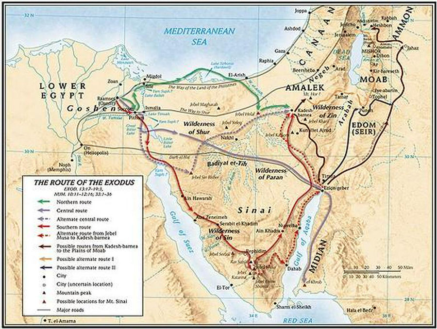 The Route Of The Exodus Map - Re-vived