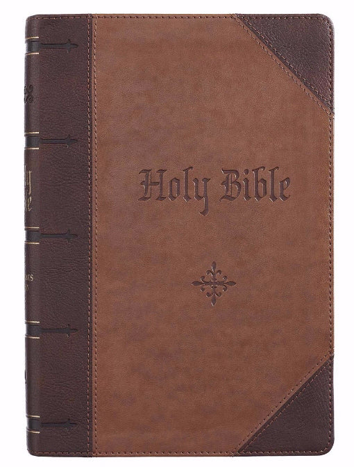 KJV Giant Print Bible, Brown Two Tone, Indexed - Re-vived