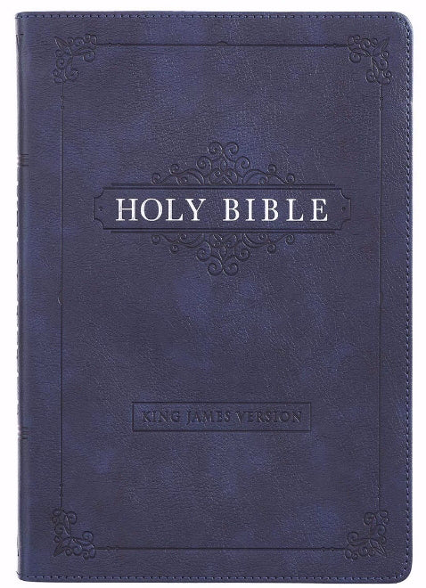 KJV Large Print Thinline Bible, Navy, Thumb Indexed - Re-vived