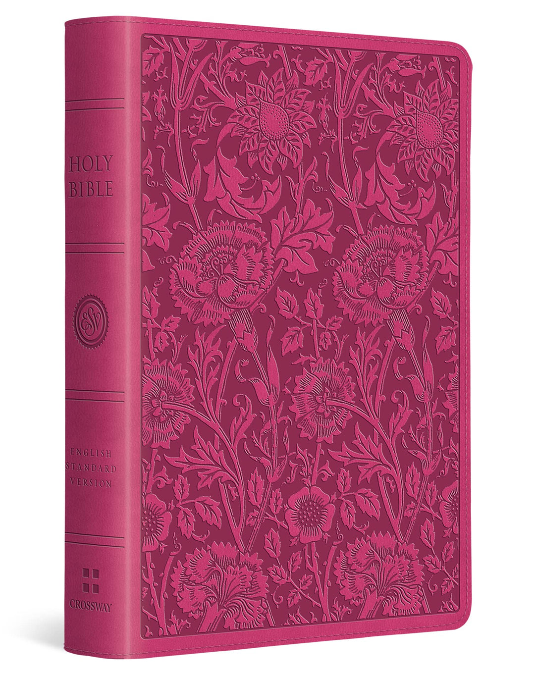 ESV Large Print Compact Bible, Trutone, Berry, Floral Design - Re-vived