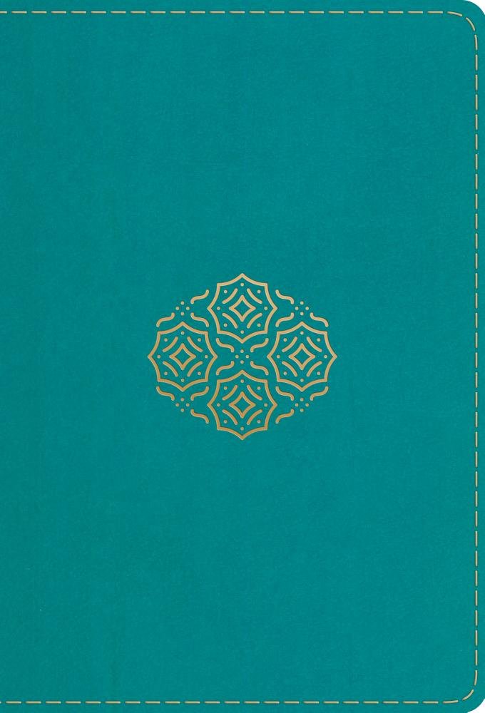ESV Large Print Compact Bible, Trutone, Teal, Bouquet Design - Re-vived