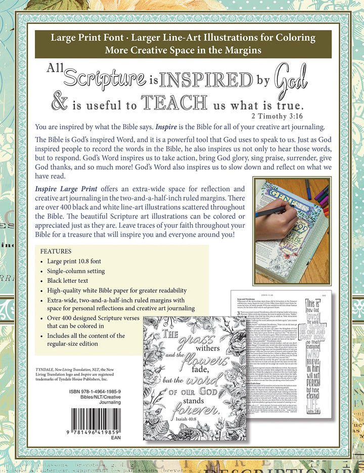 NLT Inspire Bible Large Print, Tranquil Blue - Re-vived