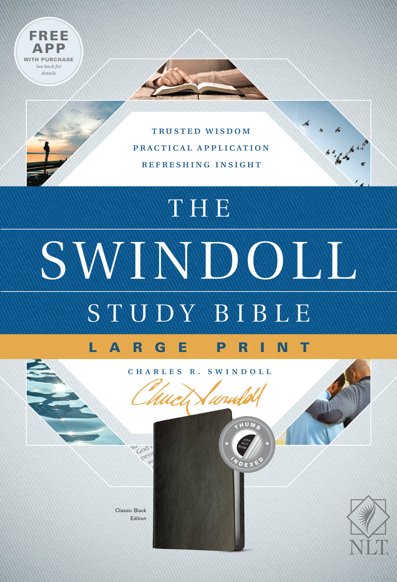 The NLT Swindoll Study Bible, Large Print, Black, Indexed