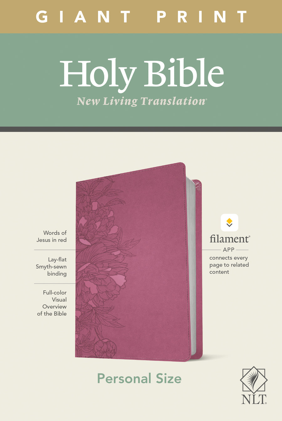 NLT Personal Size Giant Print Bible, Filament Edition, Pink - Re-vived