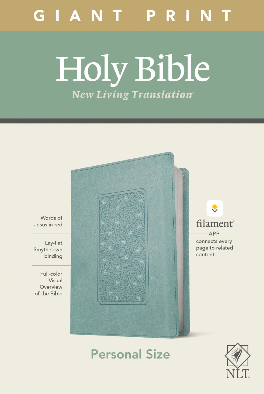 NLT Personal Size Giant Print Bible, Filament Edition, Teal - Re-vived