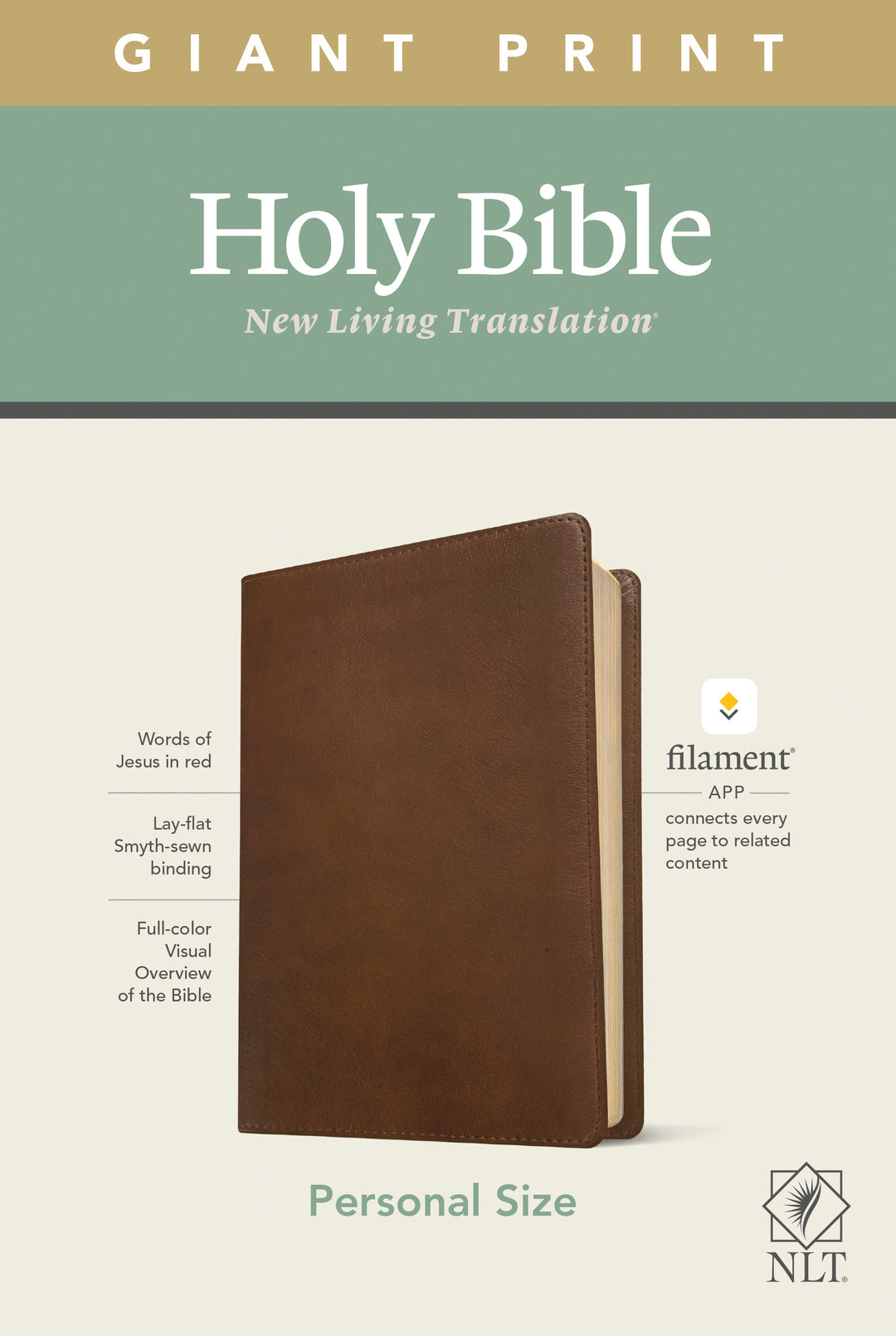 NLT Personal Size Giant Print Bible, Filament Edition, Brown - Re-vived
