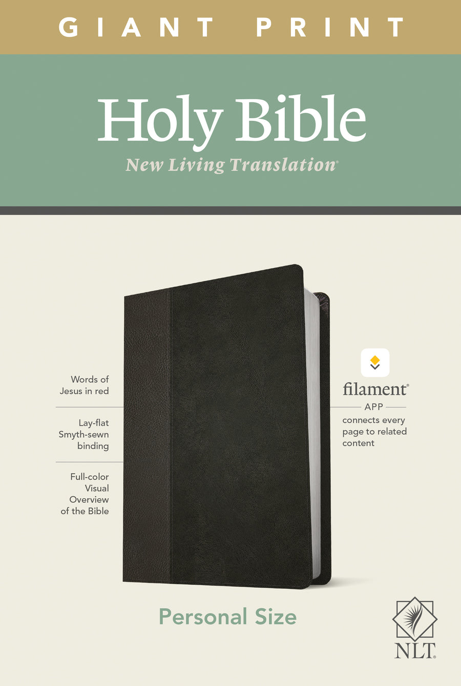 NLT Personal Size Giant Print Bible, Filament Edition, Black - Re-vived