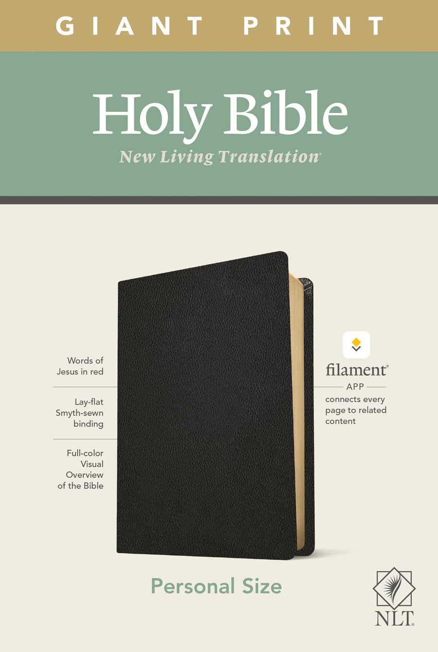 NLT Personal Size Giant Print Bible, Filament Edition, Black - Re-vived