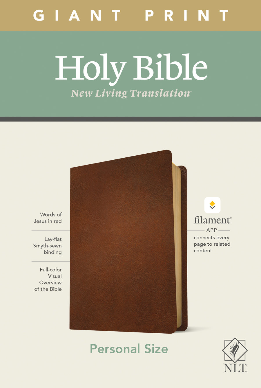 NLT Personal Size Giant Print Bible, Filament Edition, Brown - Re-vived