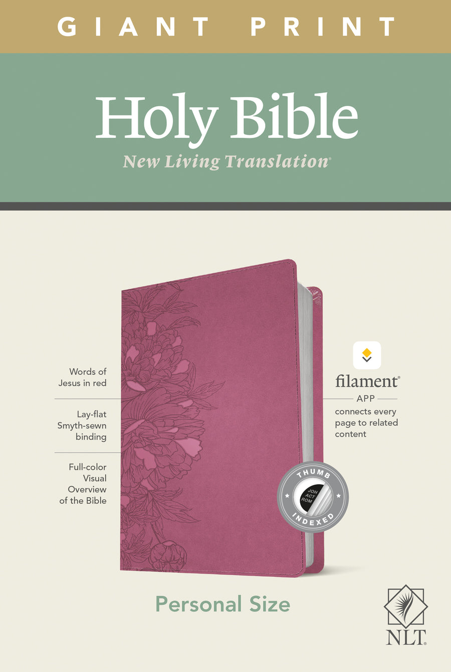NLT Personal Size Giant Print Bible, Filament Edition, Pink - Re-vived