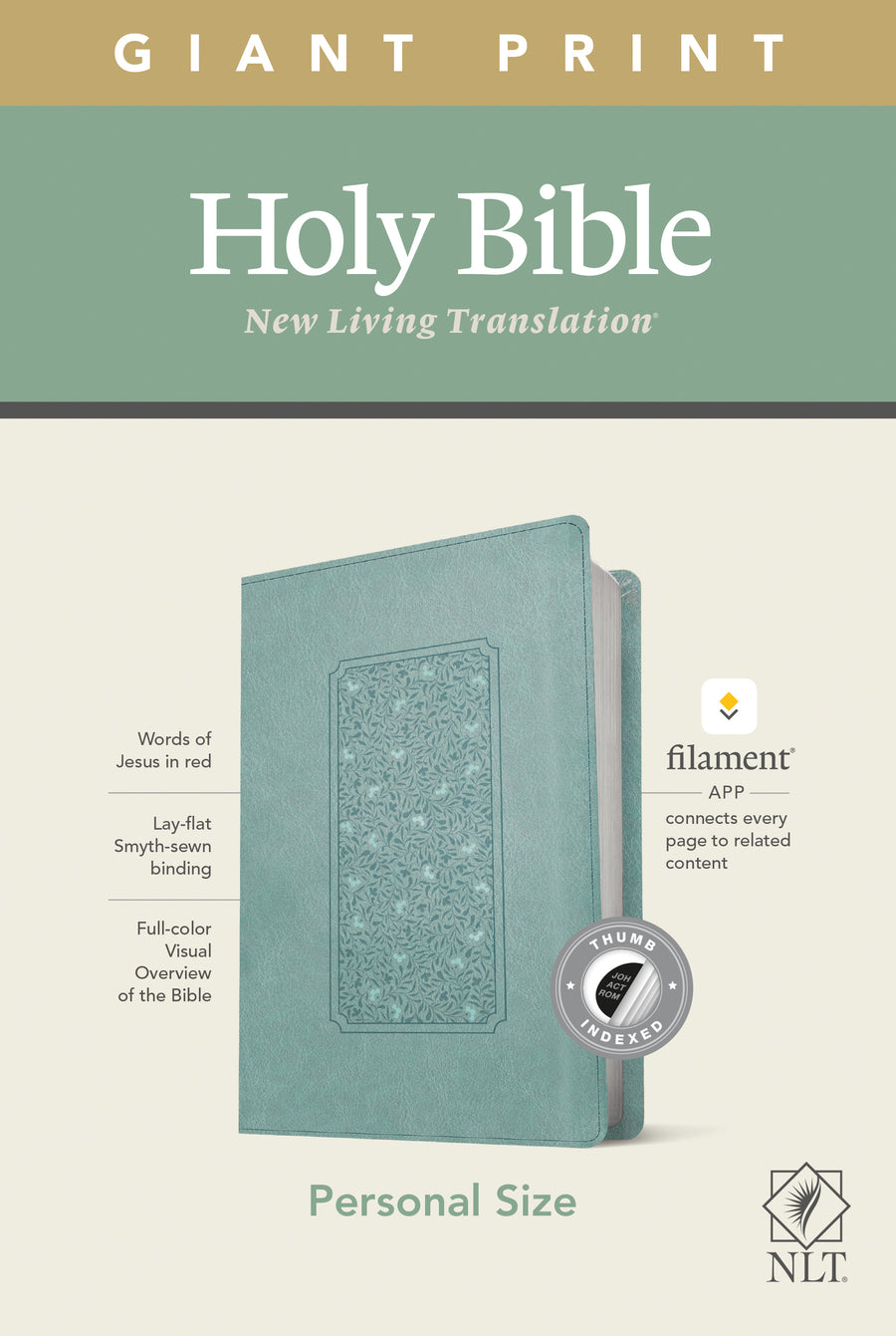 NLT Personal Size Giant Print Bible, Filament Edition, Teal - Re-vived