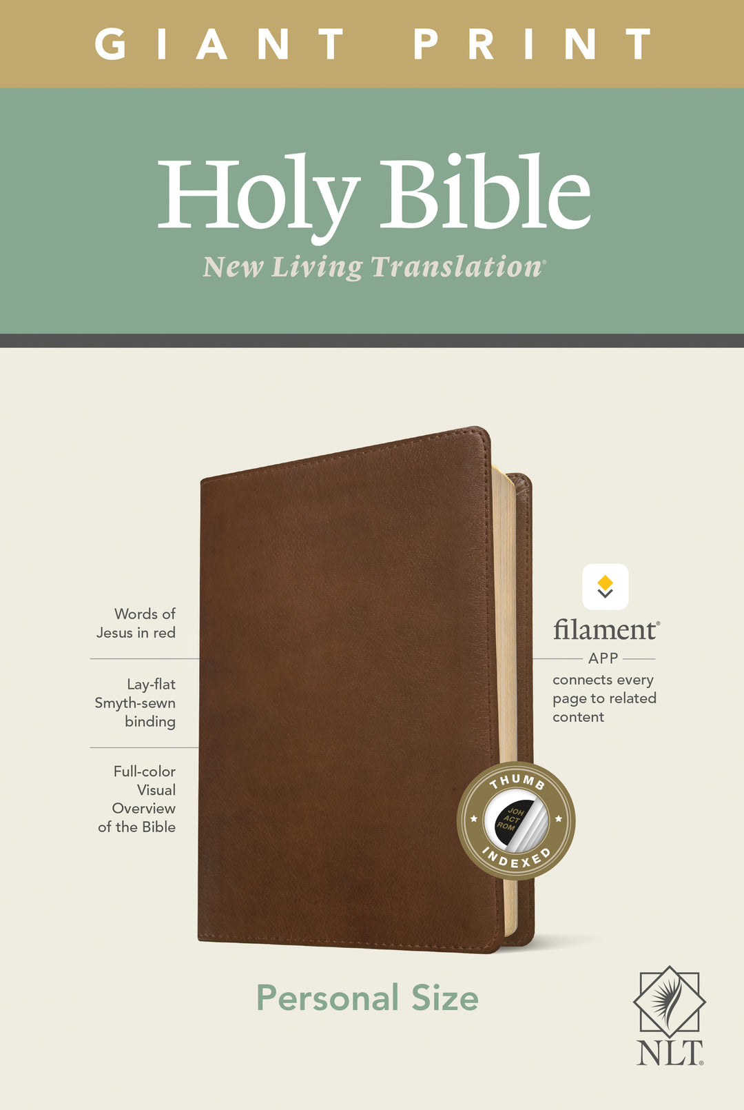 NLT Personal Size Giant Print Bible, Filament Edition, Brown - Re-vived