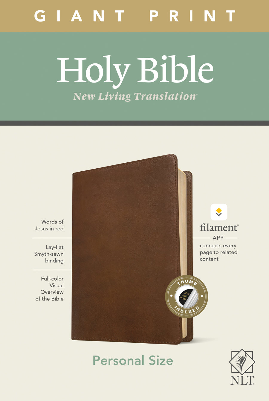 NLT Personal Size Giant Print Bible, Filament Edition, Brown - Re-vived