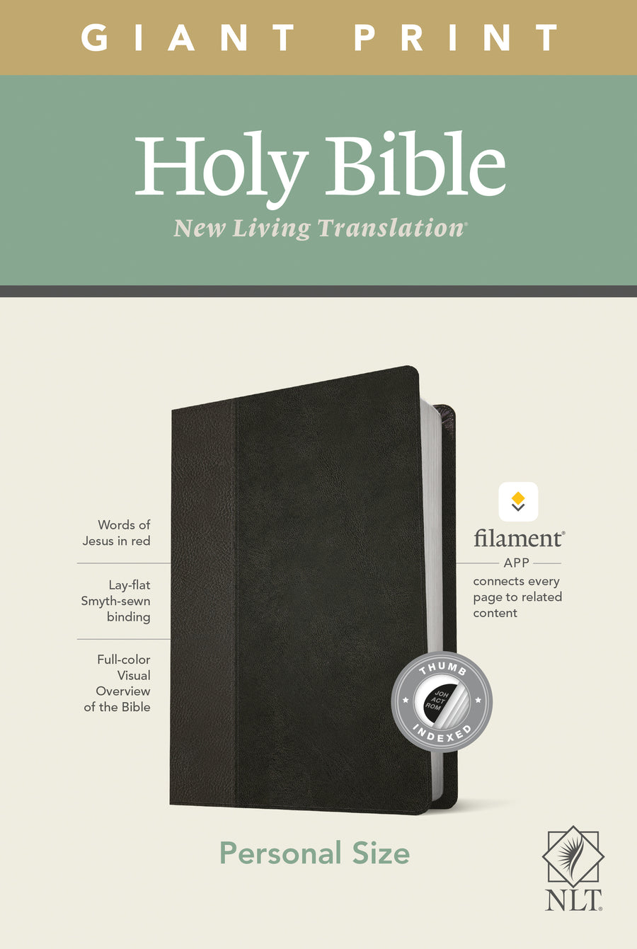 NLT Personal Size Giant Print Bible, Filament Edition, Black - Re-vived
