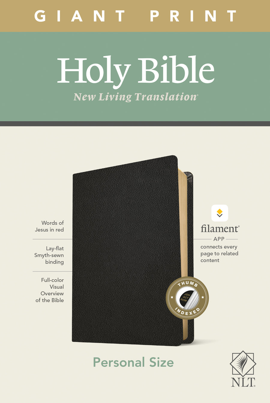 NLT Personal Size Giant Print Bible, Filament Edition, Black - Re-vived