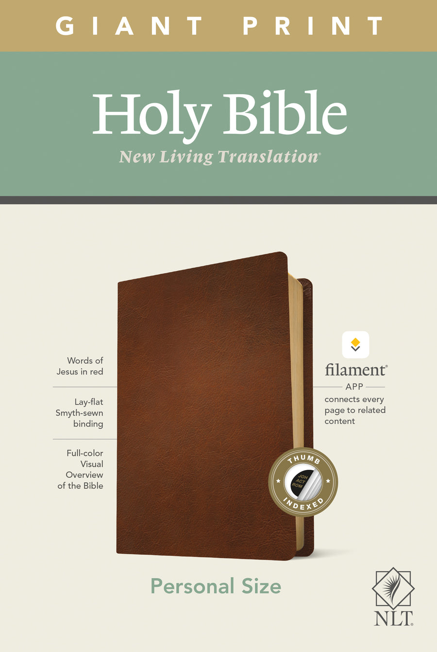 NLT Personal Size Giant Print Bible, Filament Edition, Brown - Re-vived