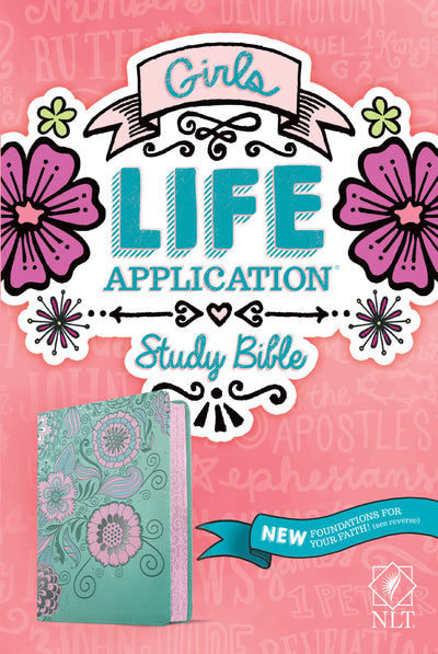 NLT Girls Life Application Study Bible, Teal/Pink - Re-vived