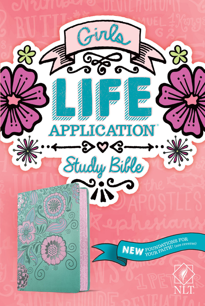 NLT Girls Life Application Study Bible, Teal/Pink - Re-vived