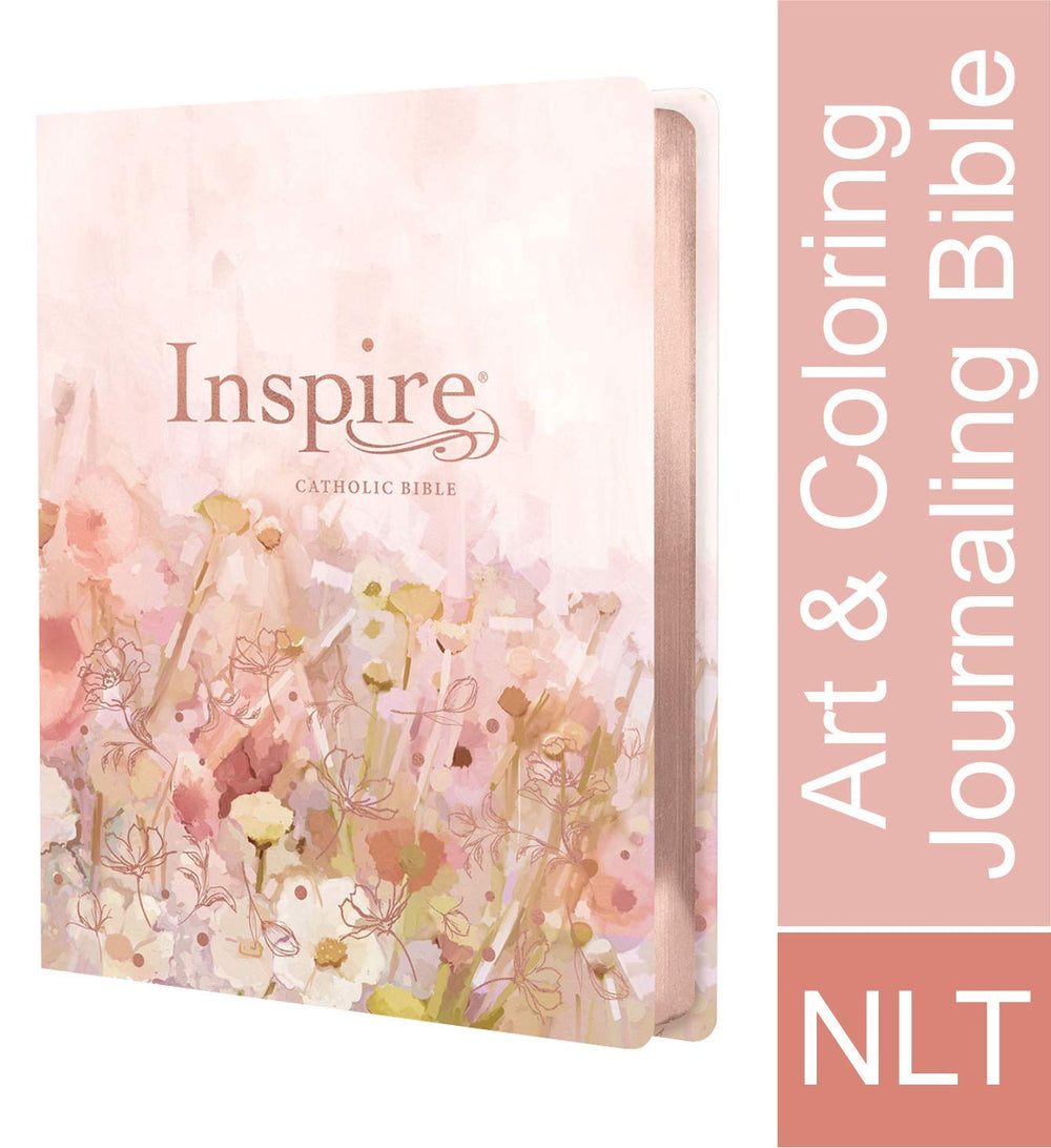 NLT Inspire Catholic Bible Large Print, Pink Fields - Re-vived