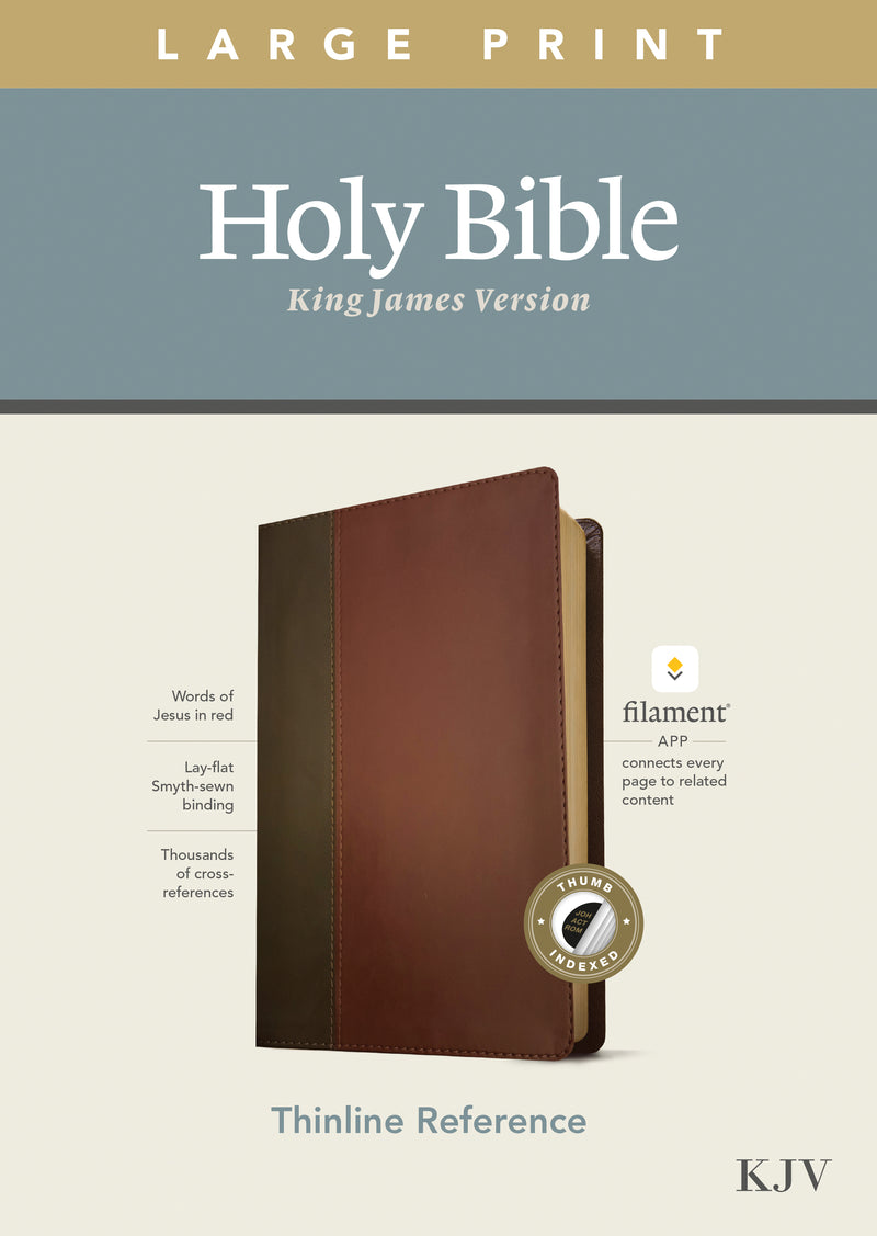 KJV Large Print Thinline Reference Bible, Filament Enabled Edition (Red Letter, LeatherLike, Brown/Mahogany, Indexed)
