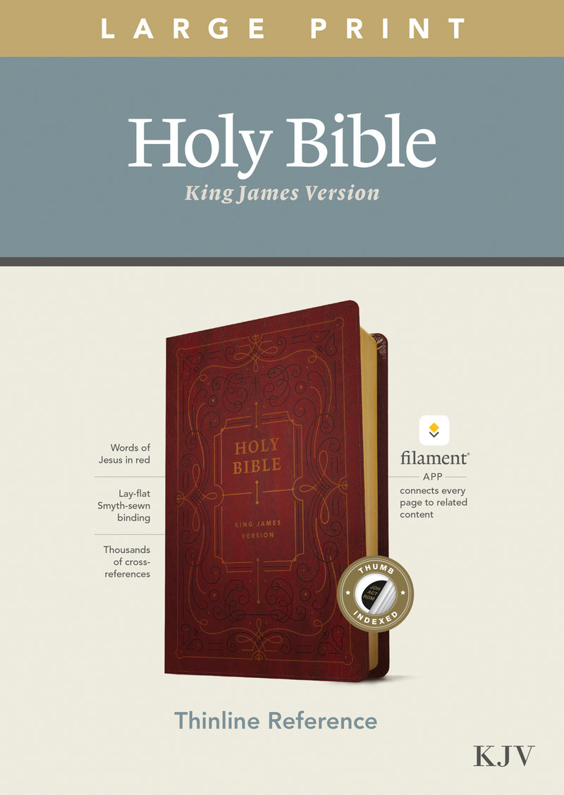 KJV Large Print Thinline Reference Bible, Filament Enabled Edition (Red Letter, LeatherLike, Ornate Burgundy, Indexed)