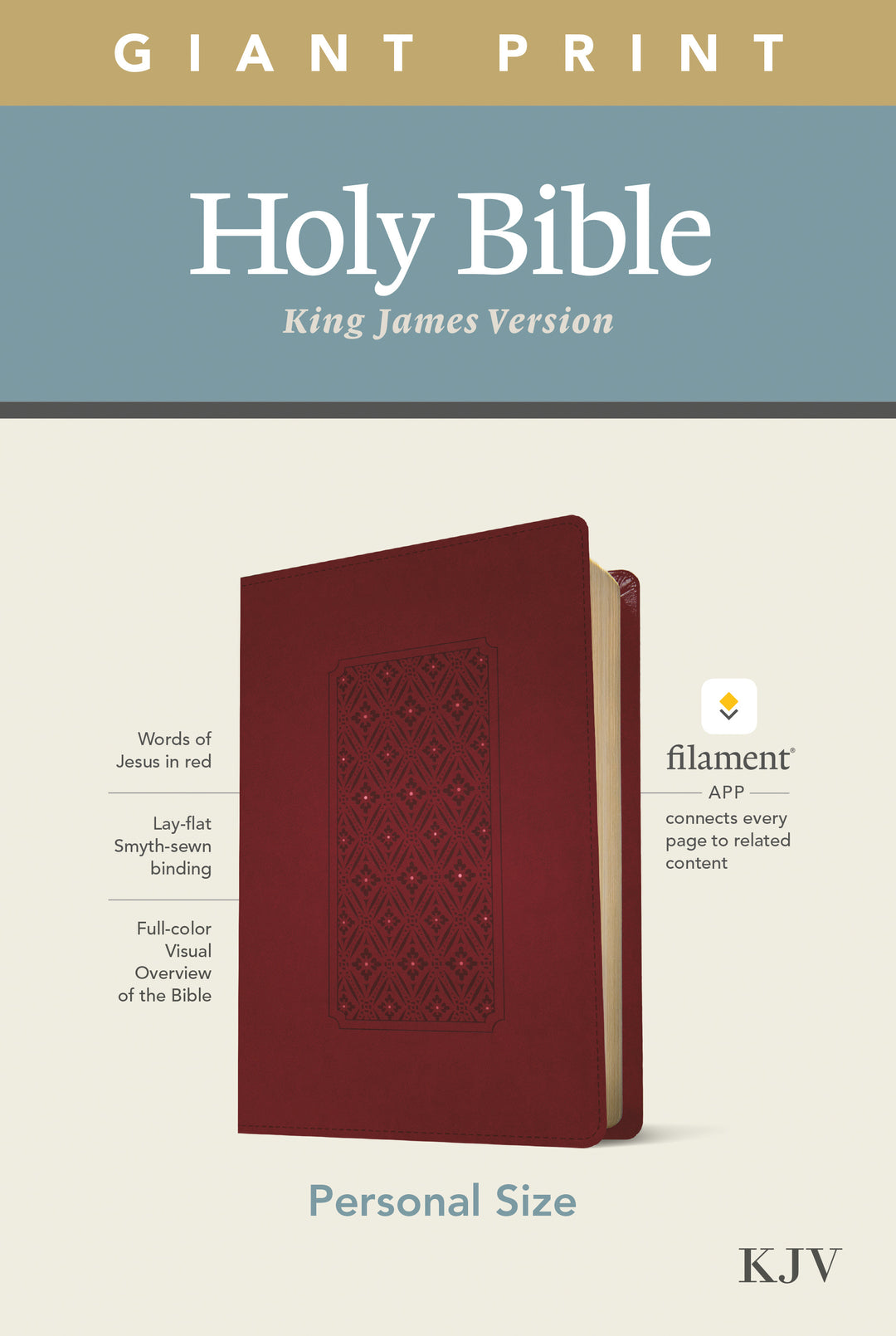 KJV Personal Size Giant Print Bible, Filament Ed., Cranberry - Re-vived