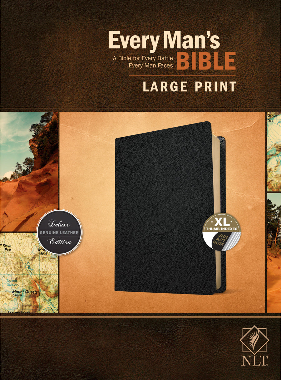 NLT Every Man's Bible, Large Print, Black, Indexed - Re-vived