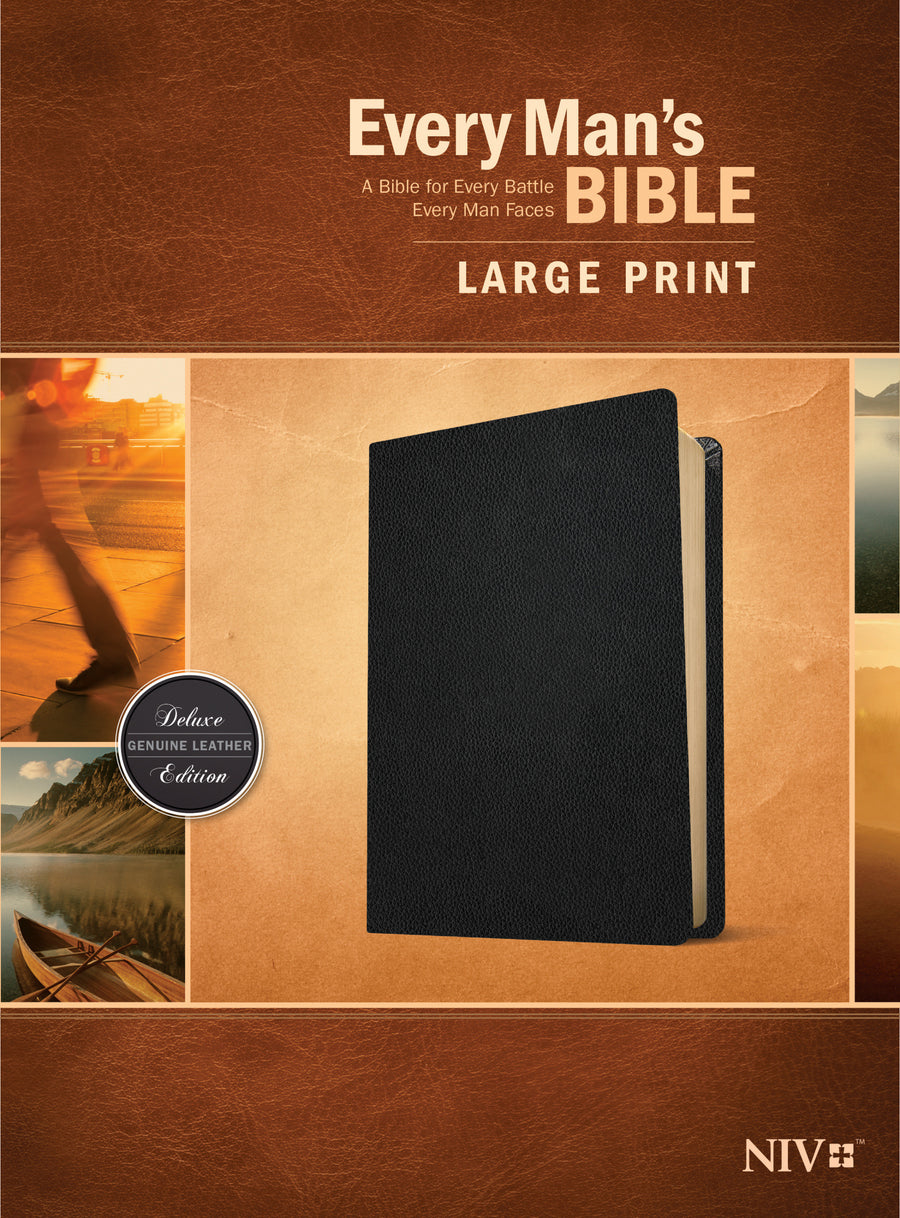 Every Man's Bible NIV, Large Print (Genuine Leather, Black) - Re-vived