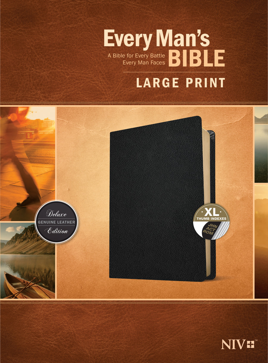 Every Man's Bible NIV, Large Print (Genuine Leather, Black, - Re-vived
