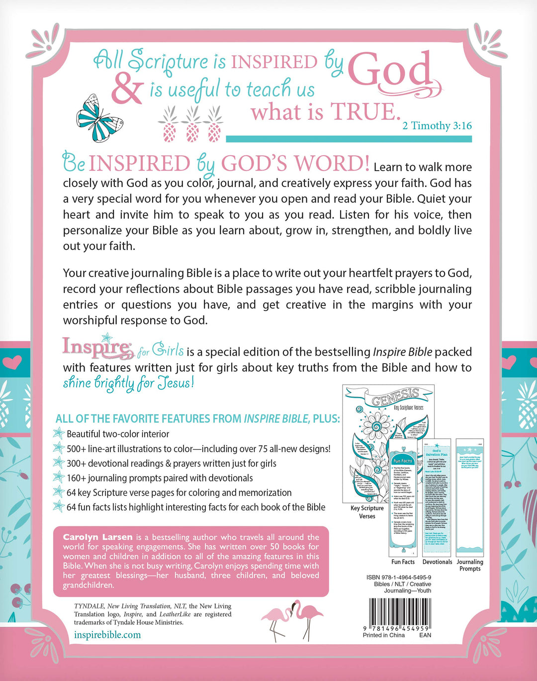 NLT Inspire Bible for Girls (LeatherLike, Pink) - Re-vived