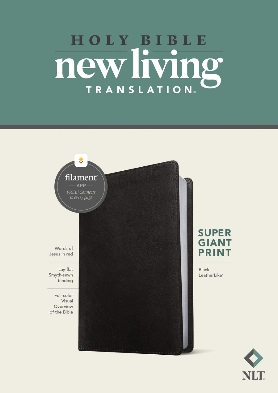 NLT Super Giant Print Bible, Filament Edition, Black - Re-vived