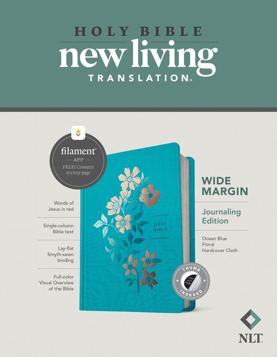 NLT Wide Margin Bible, Filament Enabled Edition, Blue - Re-vived