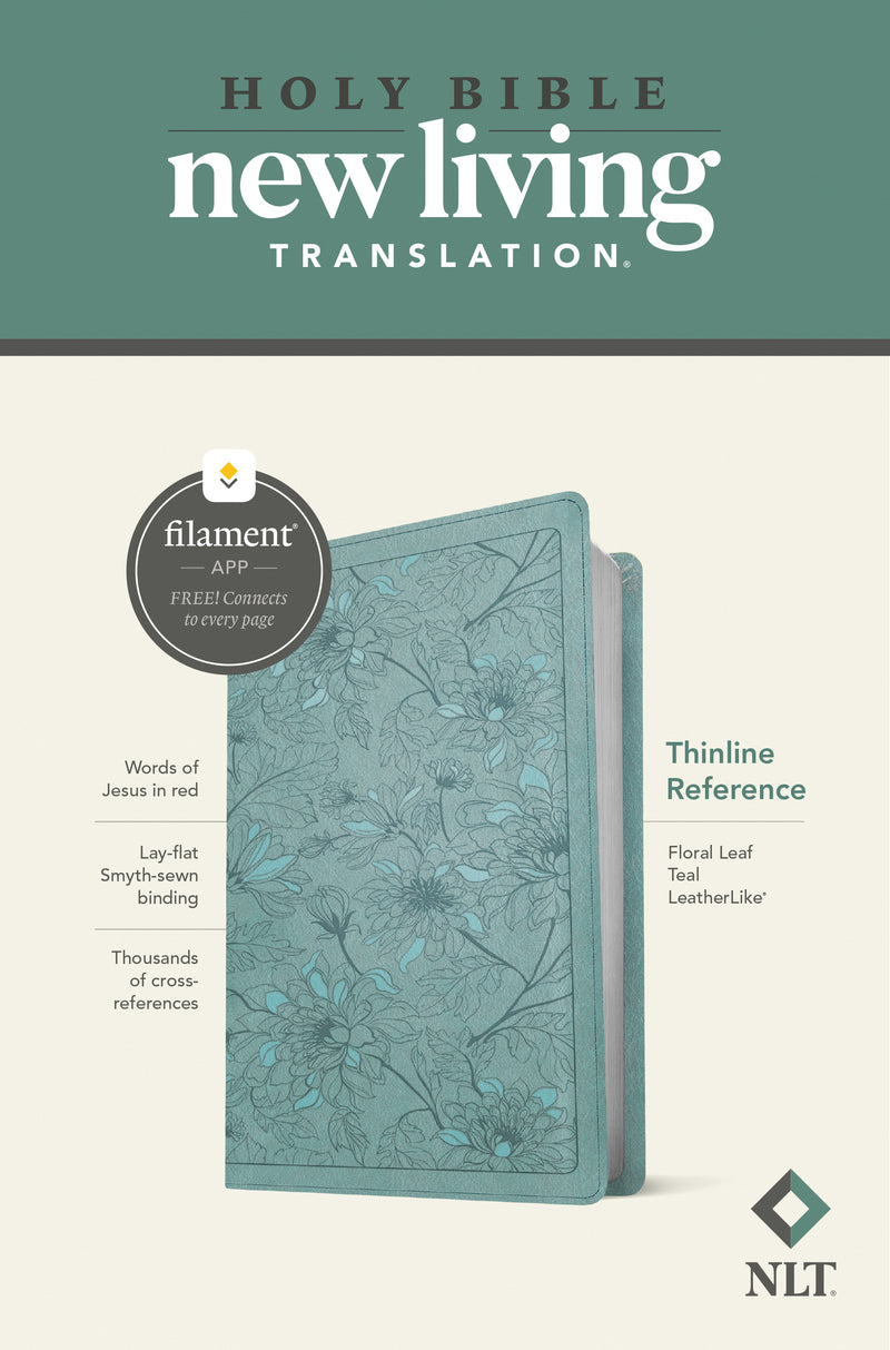 NLT Thinline Reference Bible, Filament Edition, Floral Teal