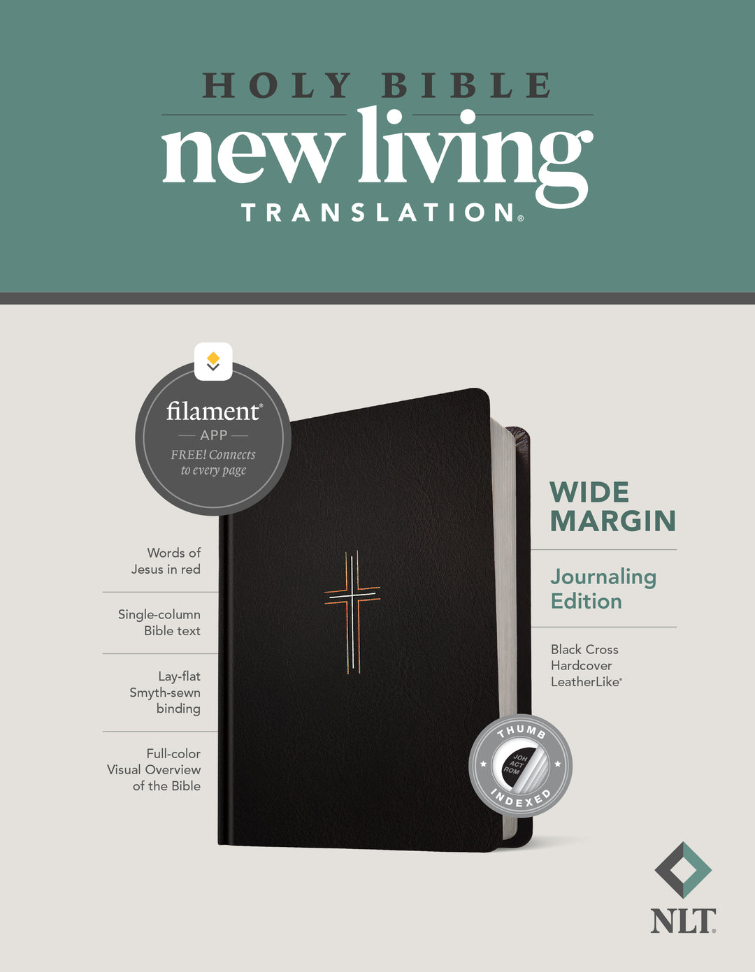 NLT Wide Margin Bible, Filament Enabled Edition, Black - Re-vived