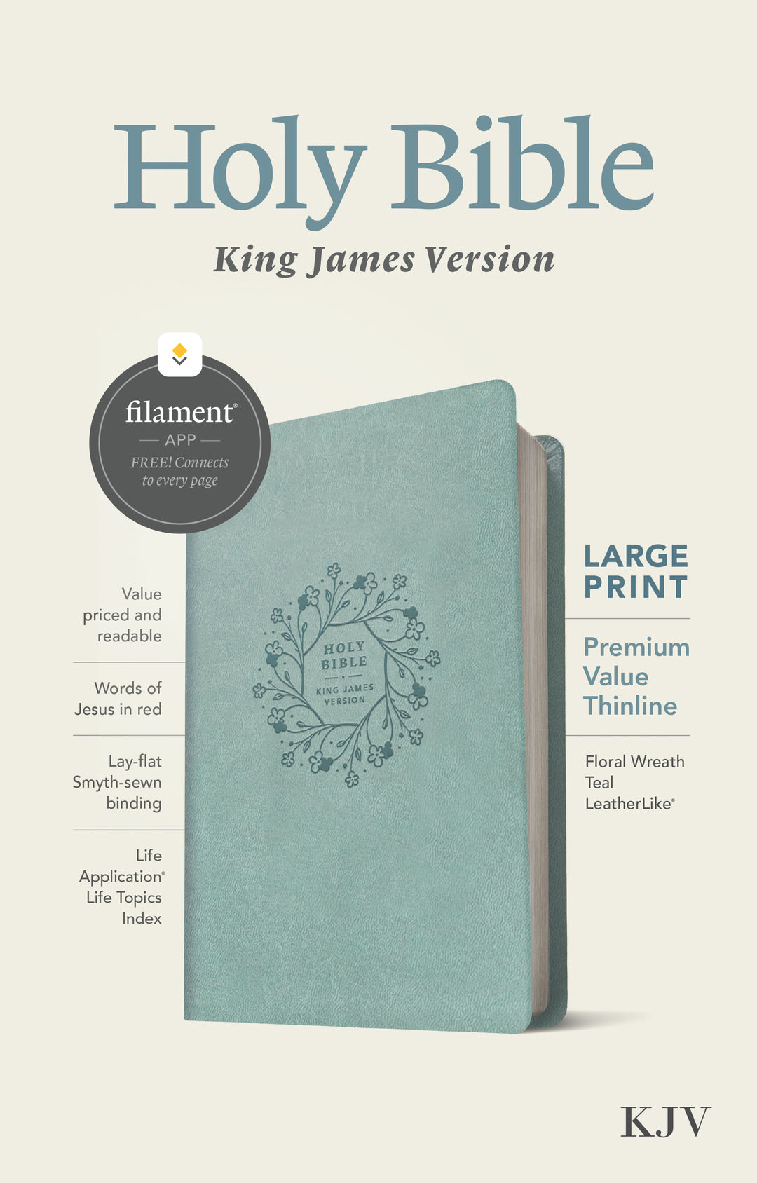 KJV Large Print Premium Value Thinline Bible, Filament Enabl - Re-vived