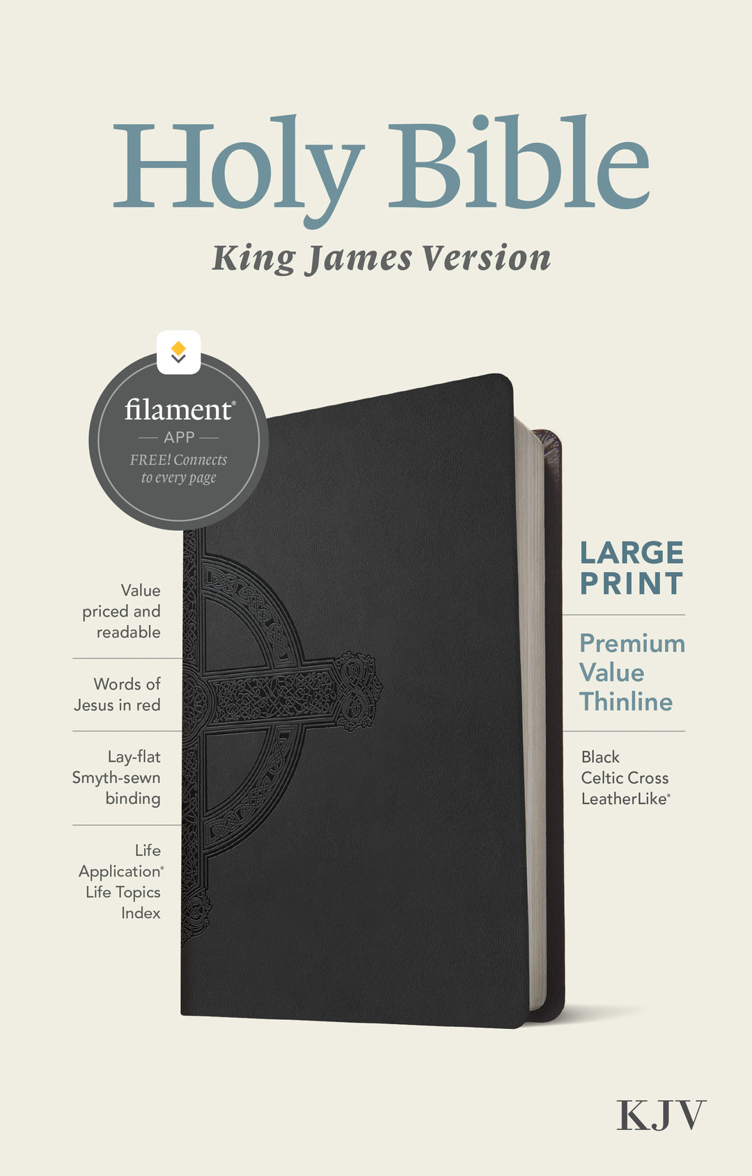 KJV Large Print Premium Value Thinline Bible, Filament Enabl - Re-vived