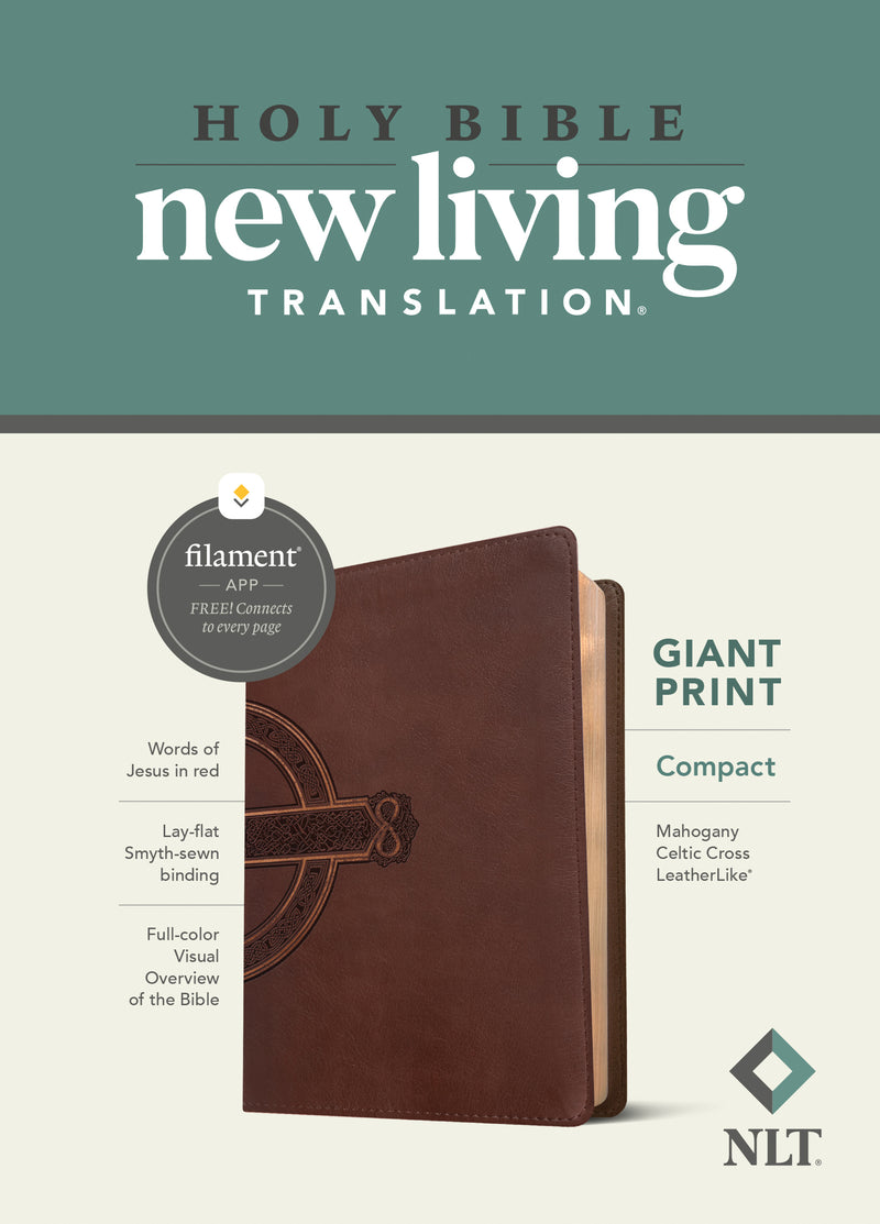 NLT Compact Giant Print Bible, Filament Edition, Mahogany