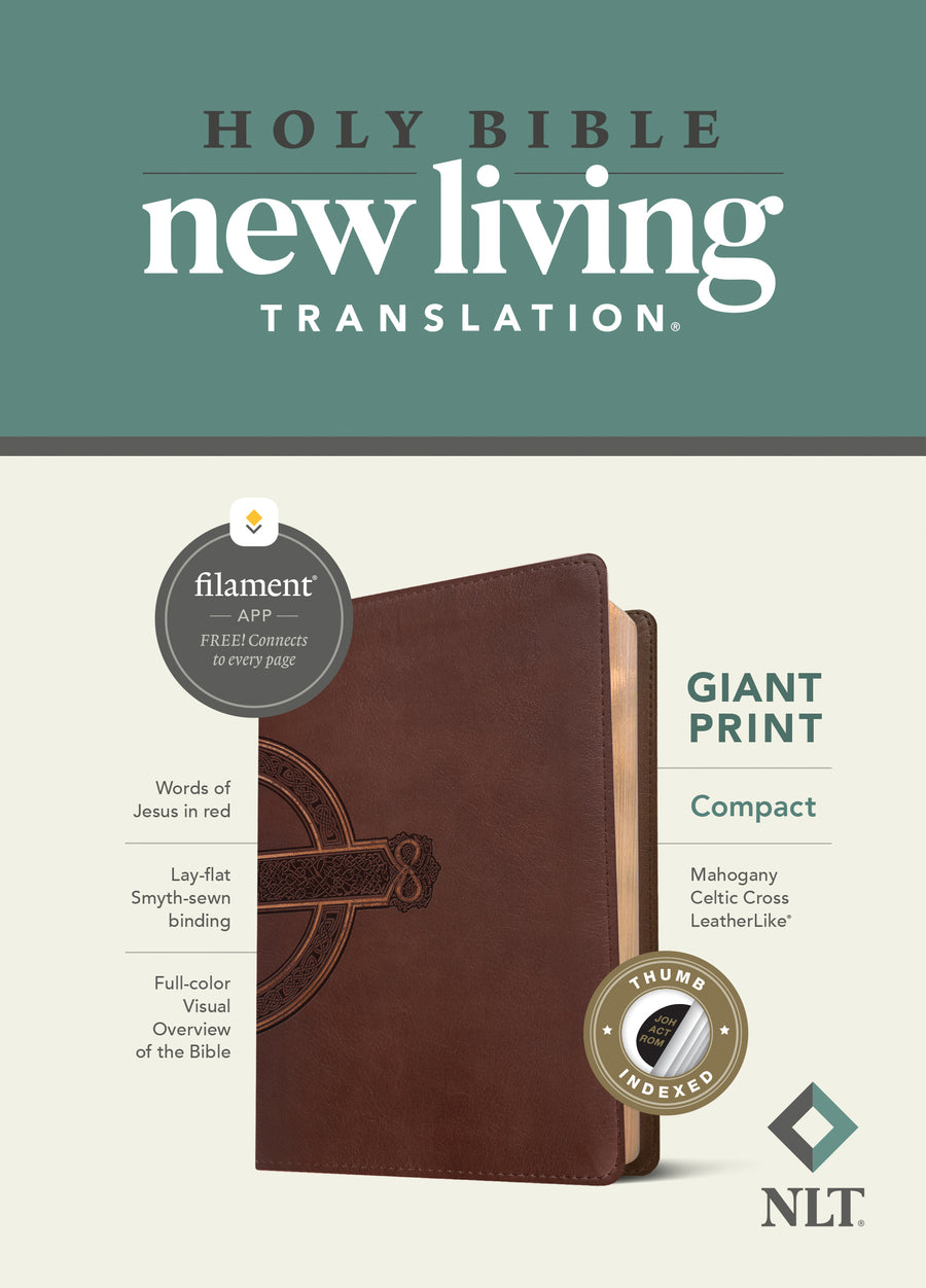 NLT Compact Giant Print Bible, Filament Edition, Mahogany - Re-vived