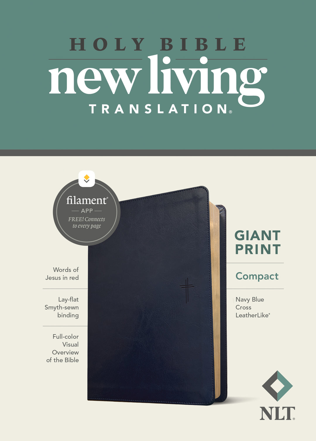 NLT Compact Giant Print Bible, Filament Edition, Navy - Re-vived