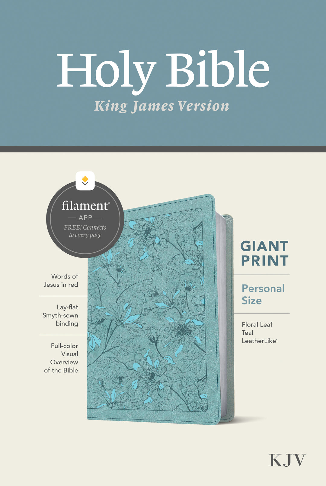 KJV Personal Size Giant Print Bible, Filament Edition, Teal - Re-vived