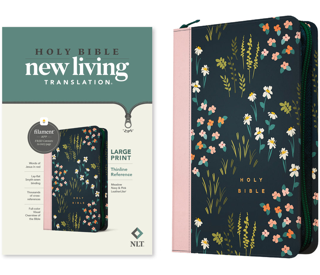 NLT Large Print Thinline Reference Zipper Bible, Filament - Re-vived